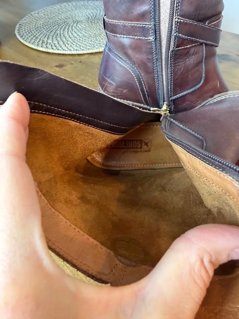 PIKOLINOS Brown Leather Ankle Boots Side Zip, Strap, Buckle Accent Women's 37